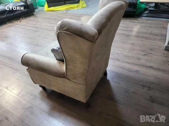 Бежов стол от плат, кресло в ретро стил, снимка 3 - Дивани и мека мебел - 51955709