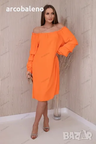 Дамска испанска рокля с декоративни ръкави, 13цвята , снимка 6 - Рокли - 49037142