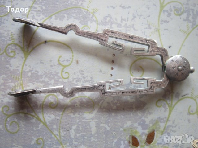 Уникална сребърна щипка за захар лед 19 век, снимка 3 - Колекции - 33938277