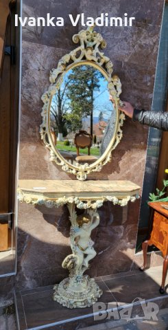 Италианска барокова конзола с огледало , снимка 1 - Секции и витрини - 40242256