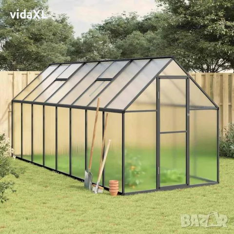 vidaXL Оранжерия с основа рамка антрацит 445x169x195 см алуминий(SKU: 3266334), снимка 3 - Оранжерии - 56005410