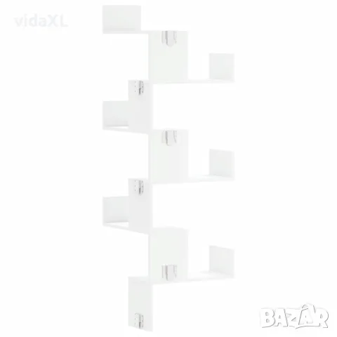 vidaXL Стенен ъглов рафт, бял, 45x45x147 см, инженерно дърво, снимка 6 - Етажерки - 56148295