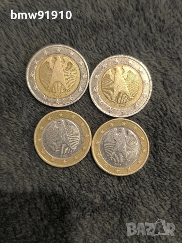 Колекционерски 1 и 2 евро с буква А