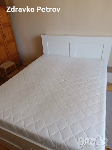 Легло IKEA Brimnes 166/234 с шкафове и Leirsund подматрачна рамка и матрак 160/200