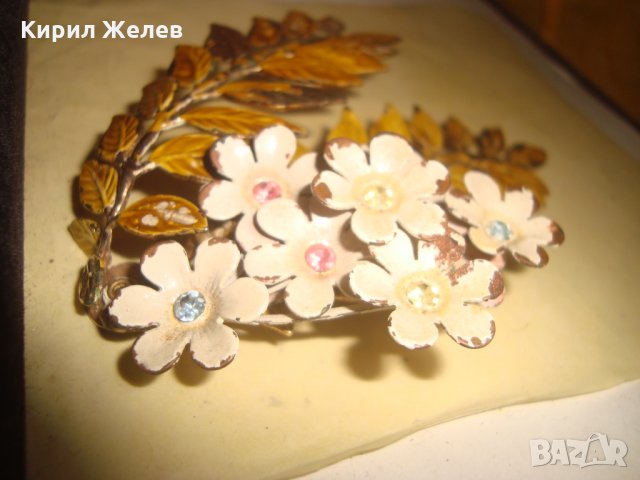 РЯДКА СТАРА БРОНЗОВА ФЛОРАЛНА СКЪПОЦЕННА БРОШКА МАЙСТОРСКА ЮВЕЛИРНА РАБОТА - УНИКАТ 6235, снимка 4 - Антикварни и старинни предмети - 33876189