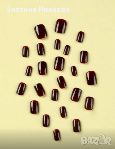 Самозалепващи изкуствени нокти 24 бр. + лепило в комплект, снимка 3 - Продукти за маникюр - 52736300