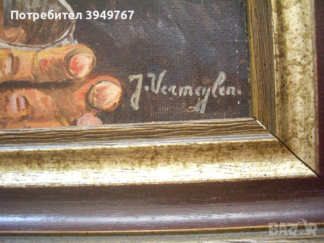 Стара картина ,масло върху платно., снимка 5 - Картини - 50658391