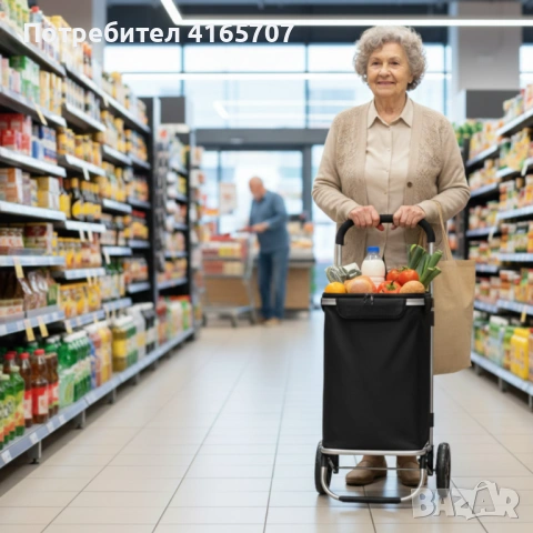 Количка за пазаруване – 40 л, водоустойчива, лека и удобна с 2 колела, снимка 4 - Други стоки за дома - 53150433