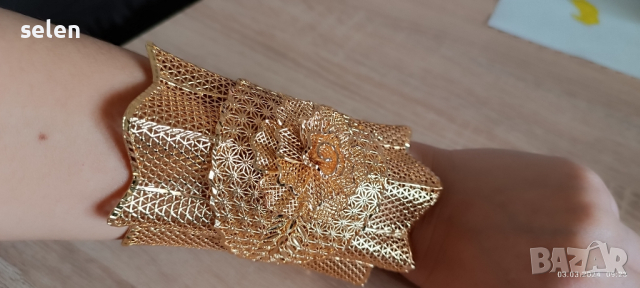 позлатена гривна 14к, снимка 3 - Гривни - 44581605