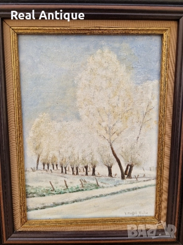 Много добра антикварна авторска френска картина масло върху платно , снимка 6 - Картини - 51503369