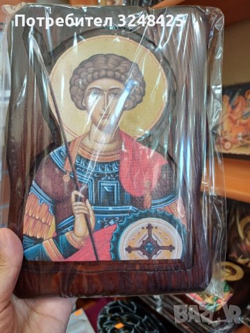 Автентична Луксозна икона на Свети Георги - -основа ДЪРВО , изображение - НА ПЛАТНО,ръчна изработка, снимка 2 - Икони - 41747556