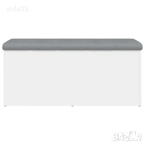 vidaXL Пейка за съхранение, бяла, 102x42x45 см, инженерно дърво, снимка 5 - Маси - 56148136