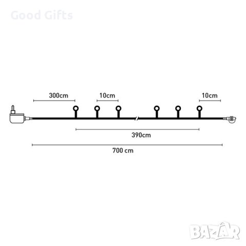 Коледни лампички, 40 LED кръгли крушки, Топла светлина, снимка 2 - Лед осветление - 42716298