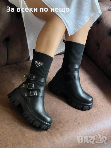 Prada Дамски Черни Боти Тип Чорап Прада Код E853, снимка 2 - Дамски боти - 51587429