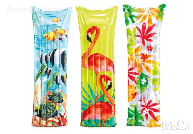 Надуваем дюшек Fashion Intex, 183 х 69 см, PVC, с вградена възглавница, ярки цветове, снимка 4 - Надуваеми играчки - 50039983