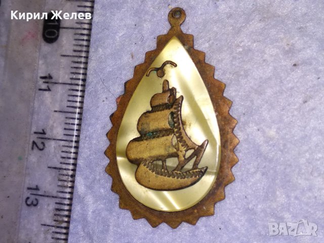 СТАРИНЕН БРОНЗИРАН СЕДЕФЕН ВИКТОРИАНСКИ РЯДЪК КРАСИВ МАЙСТОРСКИ МЕДАЛЬОН с ПЛАТНОХОД КОРАБ 37060, снимка 3 - Антикварни и старинни предмети - 41649164