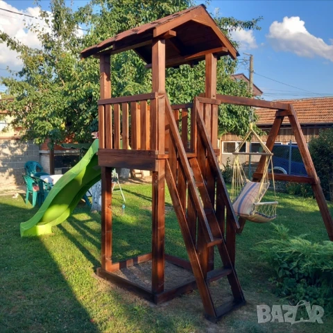 Детска къщичка с пързалка и люлка , снимка 2 - Градински мебели, декорация  - 51265983