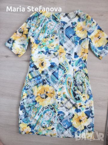 Елегантна рокля в жълто и зелено , снимка 3 - Рокли - 41346159