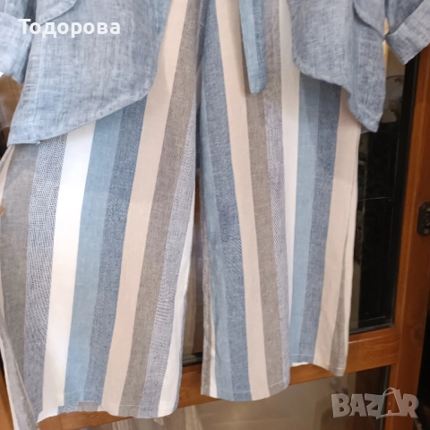 Нови сако и панталон лен L, снимка 4 - Костюми - 51695801