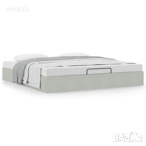 vidaXL Османска рамка за легло без матрак, светлосива 180x200см кадифе, снимка 4 - Спални и легла - 56147053