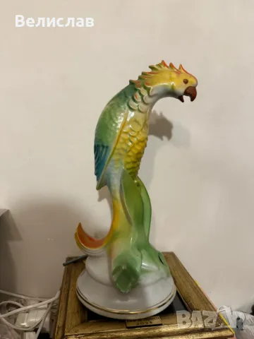 Папагал порцелан лампа Калейца, снимка 2 - Антикварни и старинни предмети - 48721987