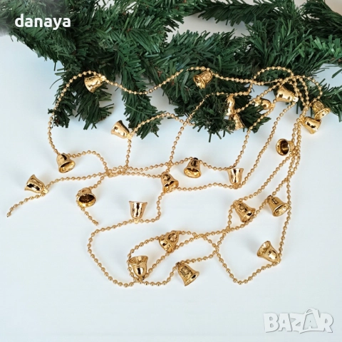 6166 Коледен гирлянд с камбанки декоративна верижка за елха и декорация, 270 см