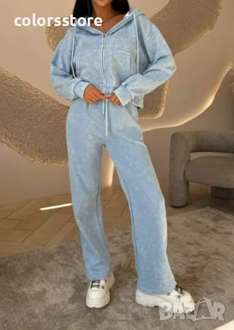 Дамски комплект с горнище с цип Blue