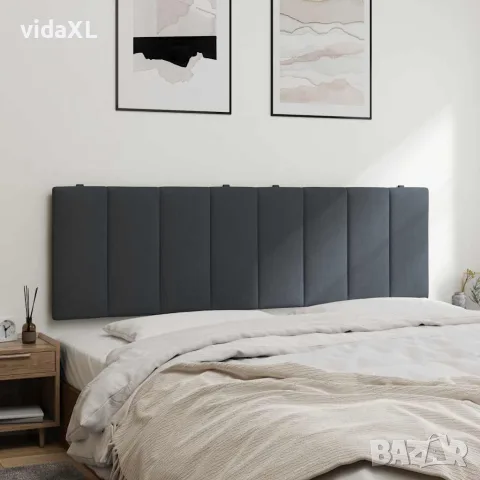 vidaXL Мека табла за легло Hanko, тъмносива, 160 см, кадифе, снимка 4 - Спални и легла - 56147396