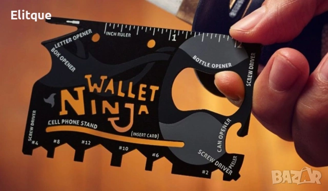 Wallet Ninja 18 в 1 – мултифункционален инструмент за портфейл, снимка 12 - Други инструменти - 53332123