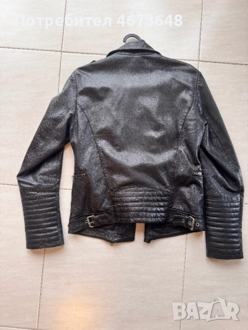 Naf Naf Дамско кожено яке, Естествена кожа, Черно, 36 EU, снимка 2 - Якета - 52719820