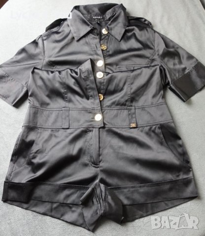 Apart S/M къс дамски черен гащеризон от сатен, снимка 5 - Гащеризони - 40940777