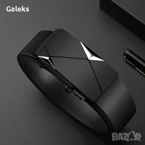 Мъжки, Официални/Дизайнерски черни автоматични кожени колани с модерен дизайн!, снимка 13 - Колани - 50508034