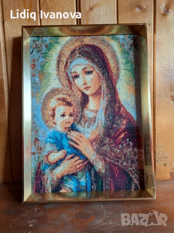Диамантен гоблен Богородица-готов и рамкиран., снимка 4 - Гоблени - 53512446