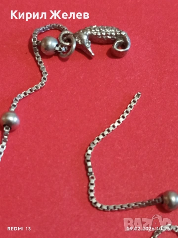 Нежна сребърна АРТ гривна с делфининчета,морско конче елегантен дизайн 53678, снимка 5 - Гривни - 53410305