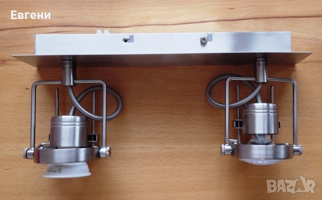 Двоен иноксов аплик (за стена или таван)с индустриален дизайн, снимка 8 - Лампи за стена - 52091534