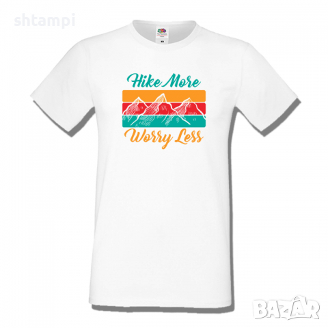 Мъжка тениска Hike More Worry Less,Къмпинг,Планина,Изненада,Подарък,Поход,Връх,Хижа,, снимка 2 - Тениски - 36351852