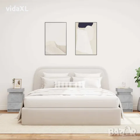 vidaXL Нощни шкафчета с LED осветление, 2 бр, бетонно сив, 35x39x55 см, снимка 3 - Шкафове - 56148125