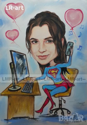 Рисувам ръчно КАРИКАТУРИ, ШАРЖ от снимка по ваш избор, професионално, снимка 5 - Картини - 44366197