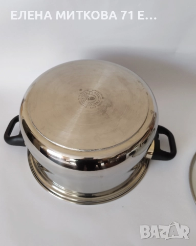 Голяма тенджера от неръждаема стомана с двойно дъно, снимка 3 - Съдове за готвене - 51318516