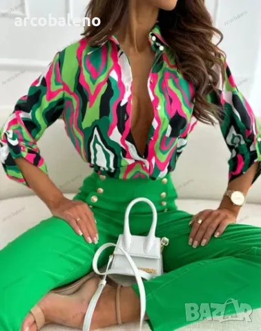 Дамска елегантна риза с щампи, 6цвята , снимка 14 - Ризи - 42381099