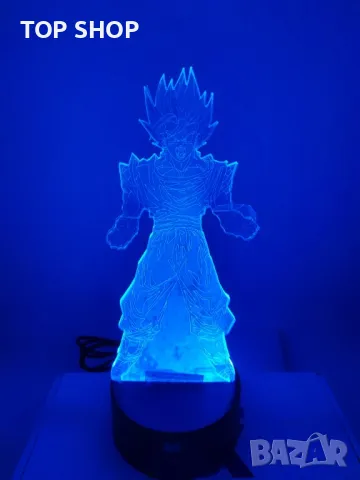 Dragon Ball Super Saiyan God Goku Екшън фигурки 3D настолна лампа 7 променящи цвета нощна лампа, снимка 9 - Настолни лампи - 48853435