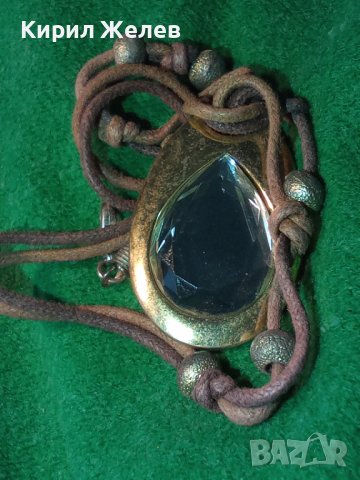 СТАР ВИНТИДЖ АРТ ДЕКО СТИЛ МЕДАЛЬОН ГОЛЯМ БЛЕСТЯЩО ФАСЕТИРАН ПЛАНИНСКИ КРИСТАЛ КОЛИЕ ПОЗЛАТА 34770, снимка 14 - Колиета, медальони, синджири - 39144489