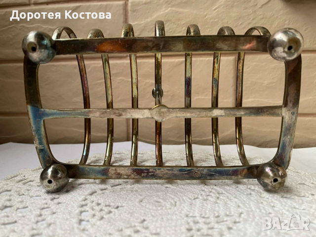 Красива посребрена поставка за 6 филийки от Англия, снимка 8 - Антикварни и старинни предмети - 52654596