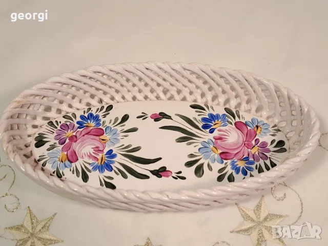 ажурно керамично плато с цветя  23/4, снимка 2 - Други - 49332240