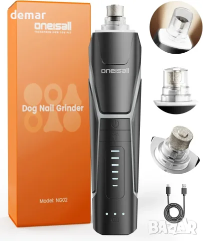 oneisall Oneisall Dog Nail Grinder с 360° LED светлина и 40 dB, тихa шлайф машина за нокти на