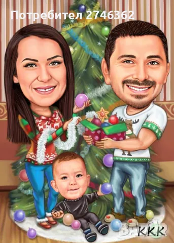 Коледни карикатури/ шарж по снимка, снимка 2 - Коледни подаръци - 47790984
