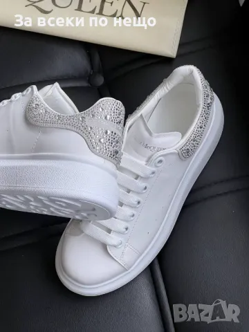 Alexander McQueen Дамски Бели Маратонки С Кристали👟Дамски Спортни Обувки С Камъни Код E183, снимка 3 - Маратонки - 50409277