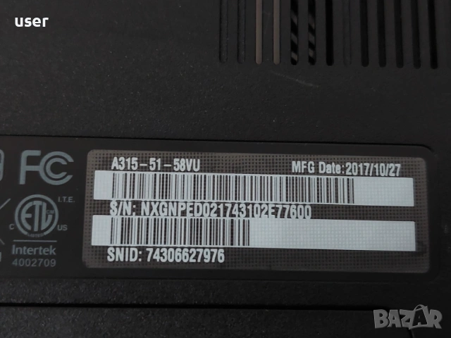 15.6" лаптоп Acer Aspire A315-51 Core i5-7200u, 6GB RAM, 128GB SSD, снимка 5 - Лаптопи за дома - 53125259