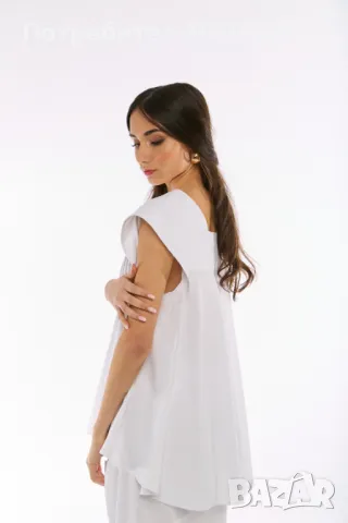 Дамски Ленен топ Altea - Бял, снимка 2 - Корсети, бюстиета, топове - 49479053