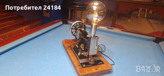 Нощна лампа уникат, изработена от шевна машина, снимка 7 - Настолни лампи - 51819380
